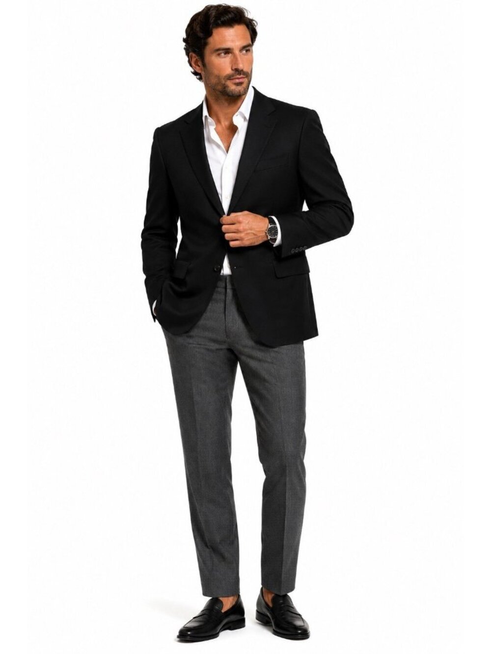 VERSACE COLLECTION black wool stretch blazer 44L sport coat medusa luxury